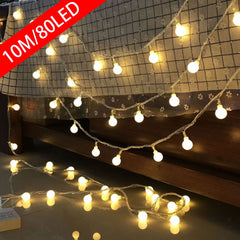 10M USB/Battery-Powered Ball LED String Lights - Waterproof Lights for Outdoor Decor - candletown.net
