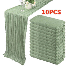 10Pcs Cheesecloth Table Runner Boho Gauze Table Runner 40x270cm Romantic Table Runner for Wedding Bridal Shower Birthday Party - candletown.net
