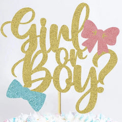 1Pc Boy or Girl Cake Topper Glitter Pink or Blue Gender Reveal Cake Decorations for Baby Shower Theme Birthday Party Decoration - candletown.net
