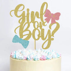 1Pc Boy or Girl Cake Topper Glitter Pink or Blue Gender Reveal Cake Decorations for Baby Shower Theme Birthday Party Decoration - candletown.net
