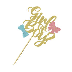 1Pc Boy or Girl Cake Topper Glitter Pink or Blue Gender Reveal Cake Decorations for Baby Shower Theme Birthday Party Decoration - candletown.net