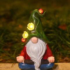 1pc Garden Gnome Dwarf Ornament Solar Glow Elf Resin Craft Outdoor Patio Ornament - candletown.net