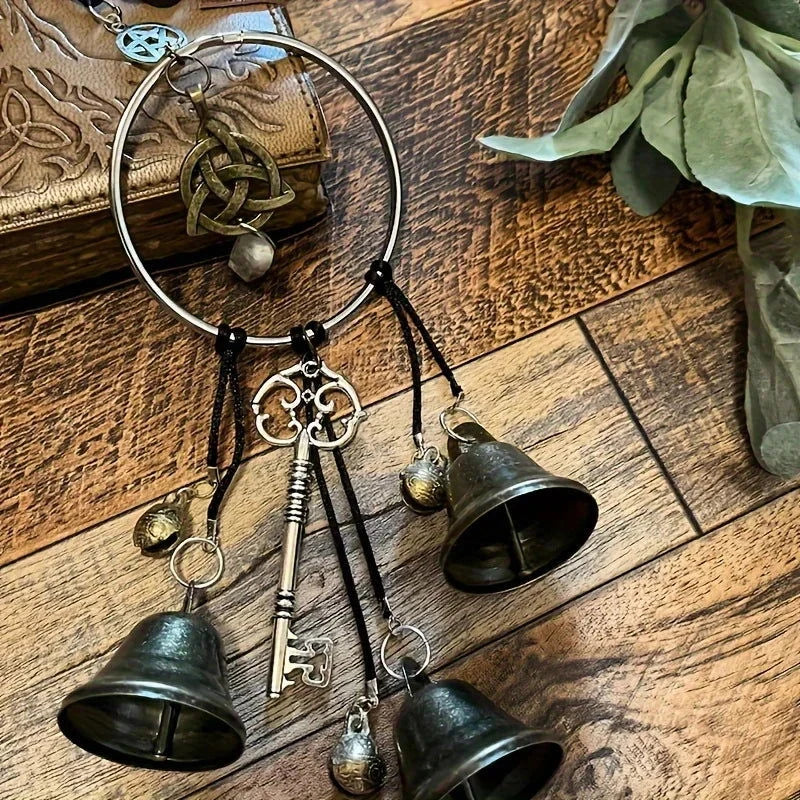 1pc witch bell doorknob hanging decorative wicker wind chime home decoration - candletown.net