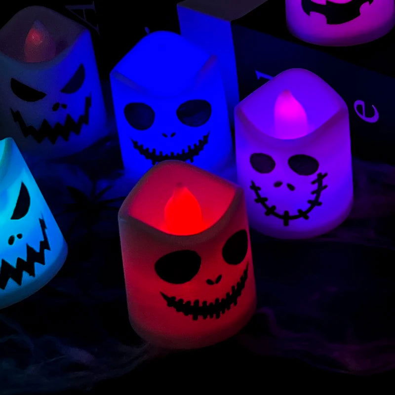 6pcs Halloween Flameless Ghost Face Candle - Safe & Scary Party Decoration - candletown.net