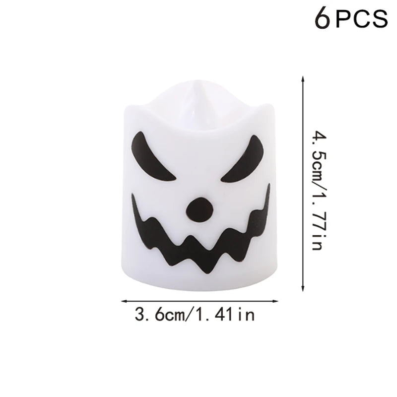 6pcs Halloween Flameless Ghost Face Candle - Safe & Scary Party Decoration - candletown.net