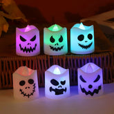 6pcs Halloween Flameless Ghost Face Candles – LED Safety Decor - candletown.net