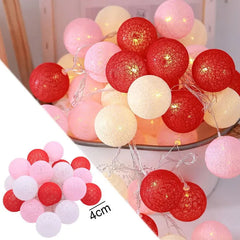 Battery Colorfull Cotton Garland 4cm LED Balls Christmas String Holiday Lights for Home Decoration Wedding Fairy Bedroom Decor - candletown.net