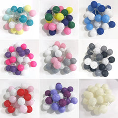 Battery Colorfull Cotton Garland 4cm LED Balls Christmas String Holiday Lights for Home Decoration Wedding Fairy Bedroom Decor - candletown.net