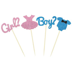 Boy or Girl Cupcake Toppers - 12pcs Baby Shower Cake Picks - candletown.net