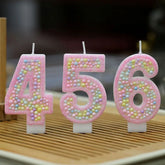 Children's Number Birthday Candles 0-9 - Pink Pearl Design for Kids' Cakes - candletown.net