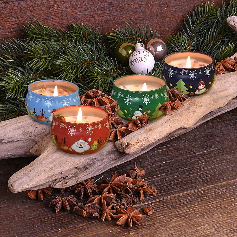 Christmas Aromatherapy Candles - Festive Santa Claus & Snowman Tin Cans - candletown.net