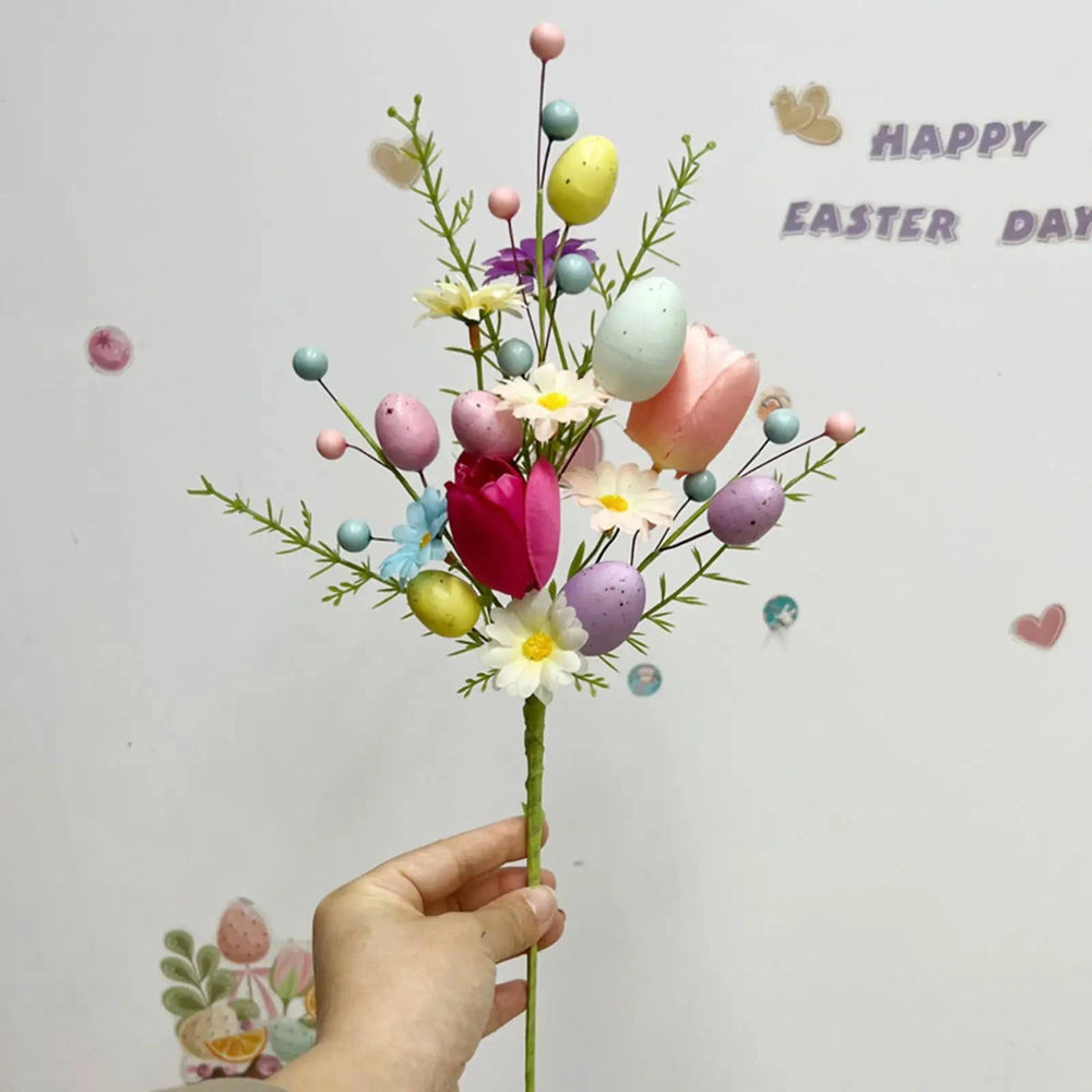Easter Egg Stem Decorative Colorful Berries Floral Pick Bouquet Fake Eggs for Centerpiece Arrangement Home Vase Celebration Yard - candletown.net