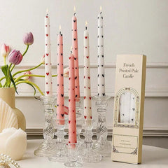 Heart & Flower Printed Taper Candles – Romantic Dinner Set - candletown.net