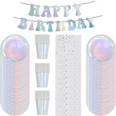 Holographic Disposable Tableware Set for Parties - candletown.net
