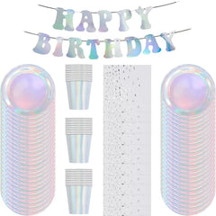 Holographic Disposable Tableware Set for Parties - candletown.net