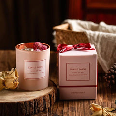 Pink Electroplated Cup Scented Candles - Atmosphere Decorated Candles with Dried Flowers - candletown.net