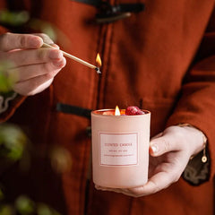 Pink Electroplated Cup Scented Candles - Atmosphere Decorated Candles with Dried Flowers - candletown.net