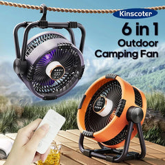 Portable 6 in 1 Outdoor Camping Fan 20000mAh Rechargeable Wireless Tent Ceiling Fan 4 Speed Adjustment LED Lighting Power Bank - candletown.net