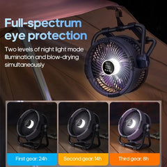 Portable 6 in 1 Outdoor Camping Fan 20000mAh Rechargeable Wireless Tent Ceiling Fan 4 Speed Adjustment LED Lighting Power Bank - candletown.net