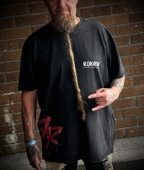 ROKROK Acid Washed T-Shirt, Asphalt & Black