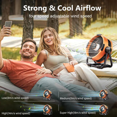 Rechargeable Camping Fan with LED Light - candletown.net