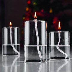 Refillable Glass Oil Candle - Elegant Oil Lamp for Dining, Parties, Christmas, and Weddings - candletown.net