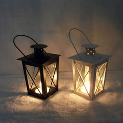 Retro Metal Lantern Candle Holder - Romantic Black/White - Home Decoration - candletown.net