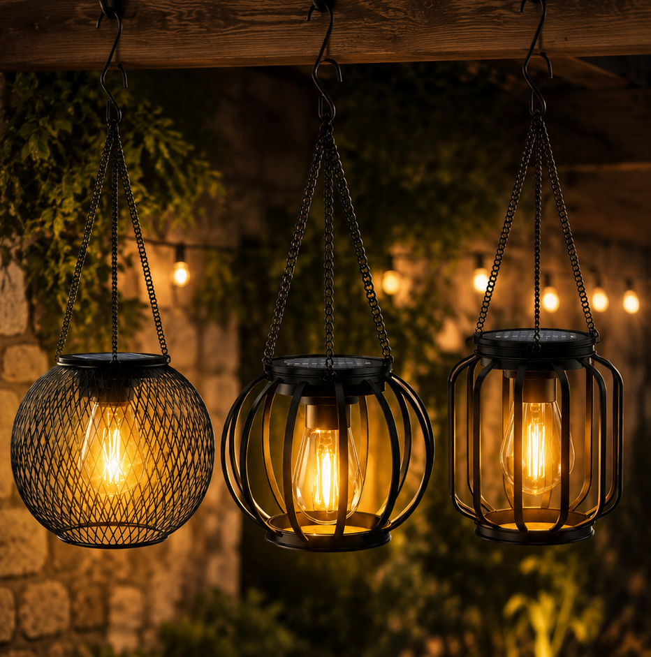 Retro Solar Hanging Lantern - candletown.net