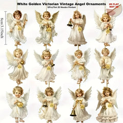 12pcs Vintage Christmas Angel Wooden Pendants - candletown.net