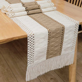 Boho Farmhouse Linen Table Runner with Tassels - candletown.net
