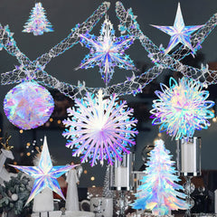 Iridescent 3D Christmas Ornament – Star, Ball, Garland or Snowflake
