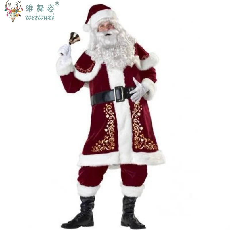 Santa Claus costume with decorative elements on a white background