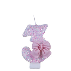 Pink Bow Number Candle – Elegant Cake Topper for Birthdays & Celebrations - candletown.net