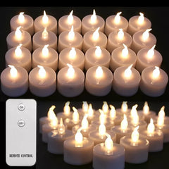 24-Pack Flickering LED Tea Light Candles – Remote & Flameless Decor - candletown.net