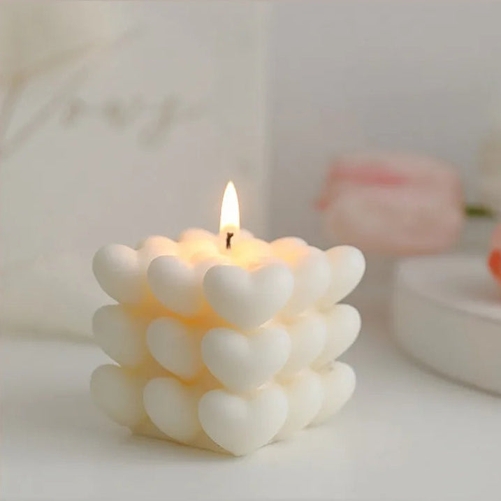 Pastel Heart Cube Soy Wax Candle – Sculptural Decor & Gift - candletown.net