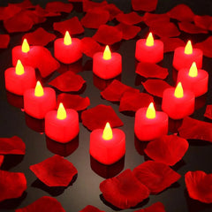 Heart-Shaped LED Flameless Tealight Candles – Romantic Decor Set