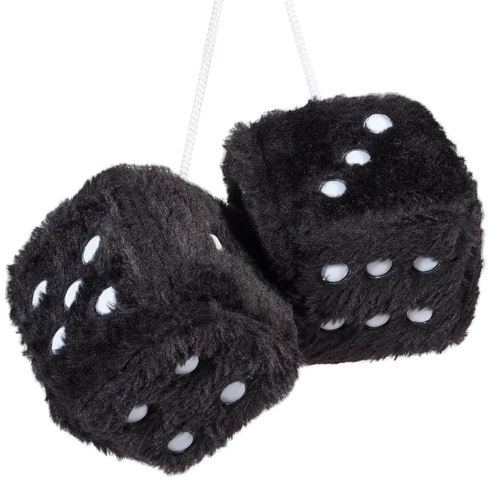 Retro 90s Fuzzy Dice – Plush Hanging Car Mirror Dice - candletown.net