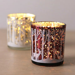 Metallic Twig Tree Glass Candle Holder