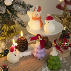Christmas Figure Candle – Tree, Pine Cone & Snowman Design - candletown.net