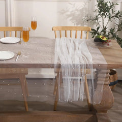 White Pearl Table Runner – Lace Tulle Wedding Decor - candletown.net
