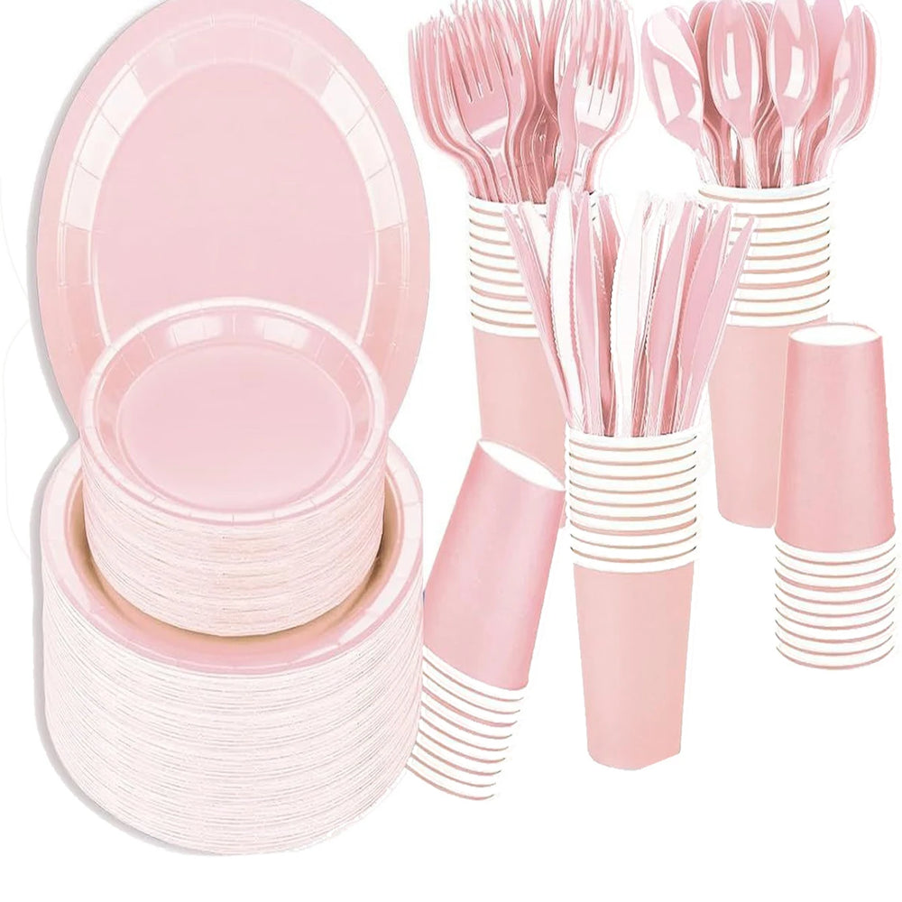 Light Pink Disposable Tableware Set - candletown.net