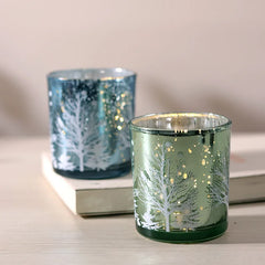 Metallic Twig Tree Glass Candle Holder