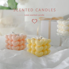 Pastel Heart Cube Soy Wax Candle – Sculptural Decor & Gift - candletown.net