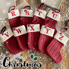 Christmas Knitted Stocking with Letter Design
