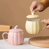 Pumpkin Ceramic Mug with Lid – Cute Halloween Coffee Cup