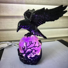 Raven Moonlight Gothic LED Table Lamp – Purple Orb Light - candletown.net