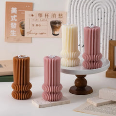 Geometric Pillar Candle – Sculpted Table Candle