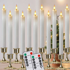 6Pcs Flameless LED Taper Candle Set with Timer and Holders - candletown.net