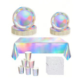 Rainbow Holographic Party Tableware Set