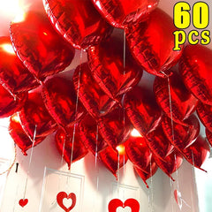 60-5PCS Red Heart Foil Balloons Inflatable Helium Balloon DIY Birthday Party Ornaments For Valentine's Day Wedding Party Gifts - candletown.net